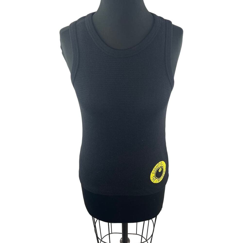 Eight Ball Clothing Black Tank Top Knit Rib Stretch Crew Neck Pullover Classic S